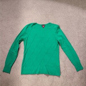 Vince Camuto Vibrant Green V-Neck Sweater